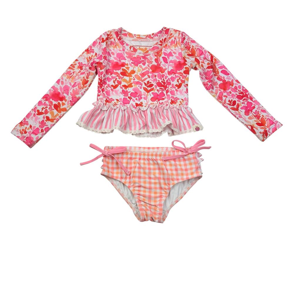 Cheeky Plum Coral Crush Rash Guard Swimsuit, 2T